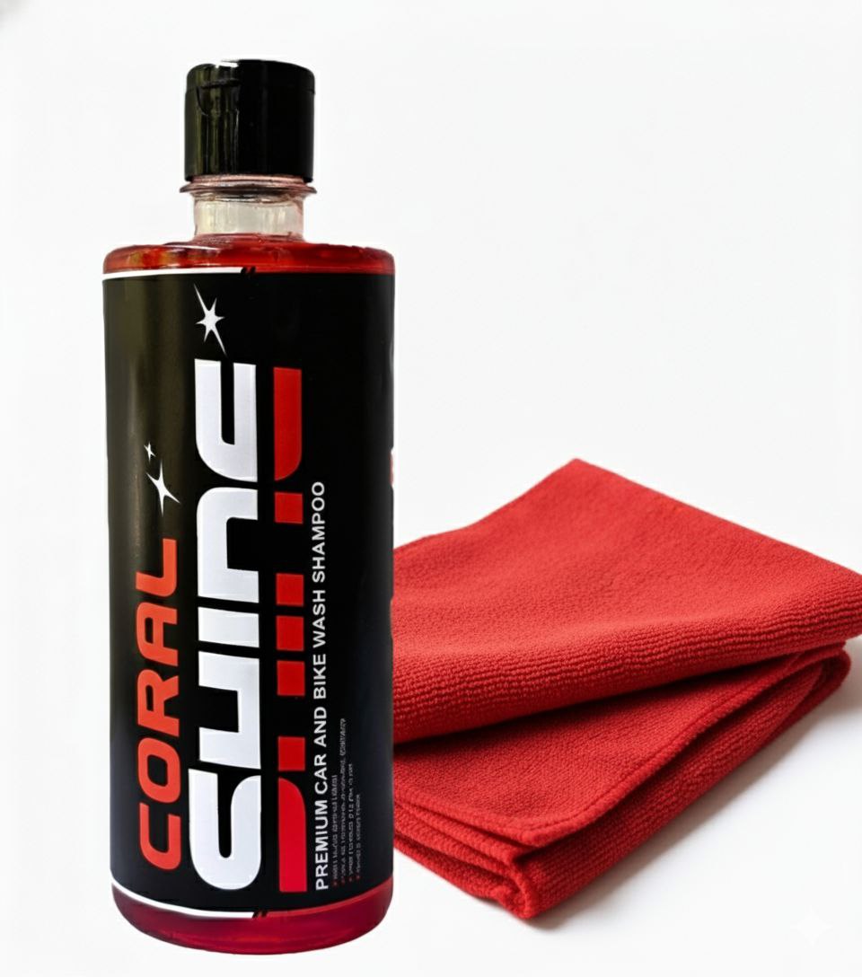 Car Shampoo 500ml With 350gsm Microfiber Cloth 40x40cms